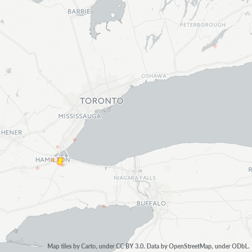 Bedrijfsconcentratie in Postcode L9A - Hamilton, Ontario