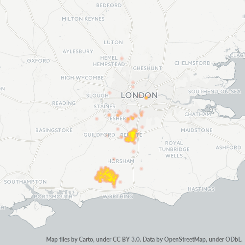 Virksomhedskoncentration i Postnummer RH2 - Storbritannien