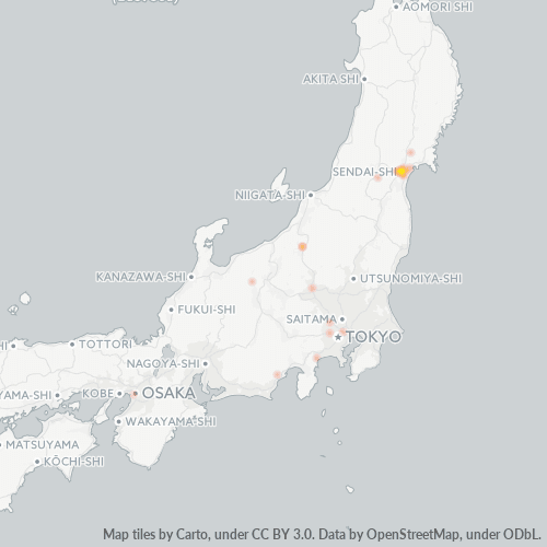 Bedrijfsconcentratie in Postcode 980 - Miyagi (prefectuur)
