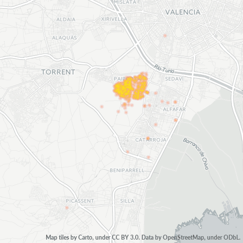 Bedrijfsconcentratie in Postcode 46200 - Paiporta, Valencia (autonome gemeenschap)
