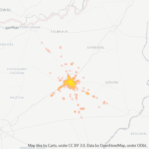 Bedrijfsconcentratie in Postcode 143505 - Batala, Punjab (India)