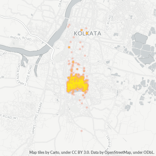 Bedrijfsconcentratie in Postcode 700029 - Calcutta, West-Bengalen