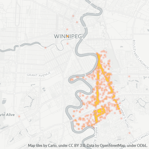 Bedrijfsconcentratie in Postcode R2M - Winnipeg, Manitoba