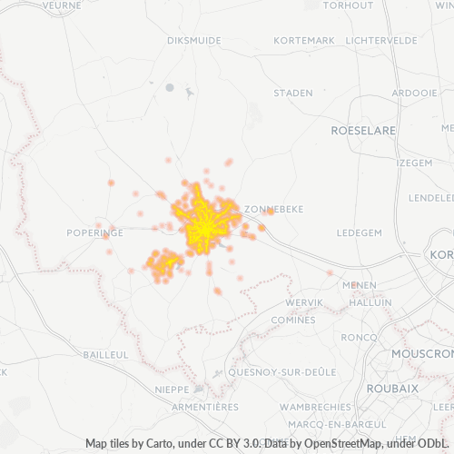 Bedrijfsconcentratie in Postcode 8900 - Ieper, Vlaanderen