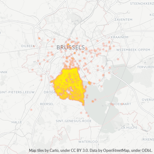 Bedrijfsconcentratie in Postcode 1180 - Ukkel, Brussels Hoofdstedelijk Gewest