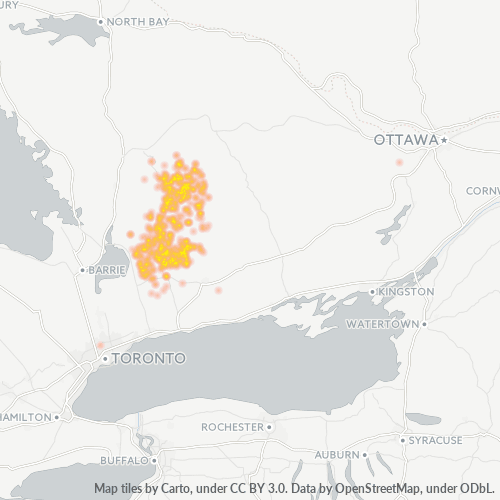 Concentration d'activités en/à/au/aux Code Postal K0M - Ontario