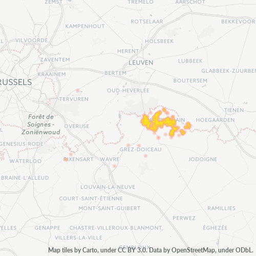 Bedrijfsconcentratie in Postcode 1320 - België