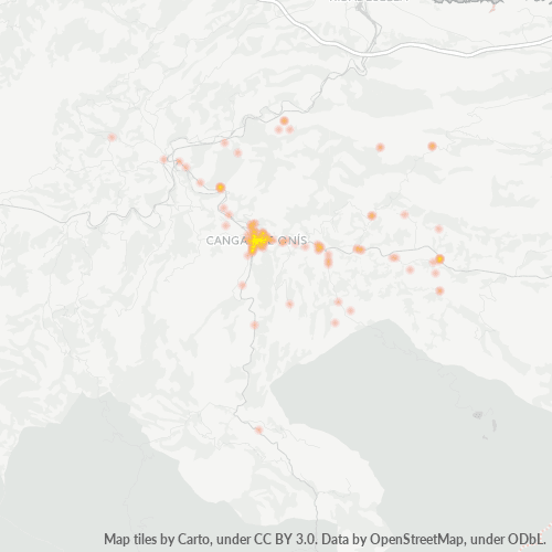 Bedrijfsconcentratie in Postcode 33550 - Onís, Asturië (regio)