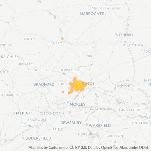 Concentració d'empreses a Codi Postal LS12 - Leeds, Anglaterra