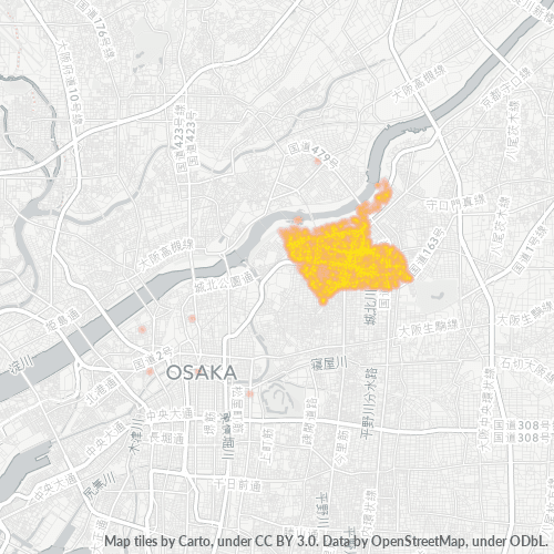 Bedrijfsconcentratie in Postcode 535 - Osaka (prefectuur)