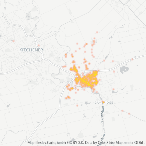 Dami ng Negosyo sa Postal Code N3H - Cambridge, Ontario