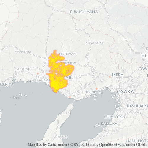 Bedrijfsconcentratie in Postcode 675 - Hyogo (prefectuur)