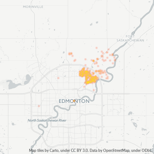 Bedrijfsconcentratie in Postcode T5Y - Edmonton, Alberta
