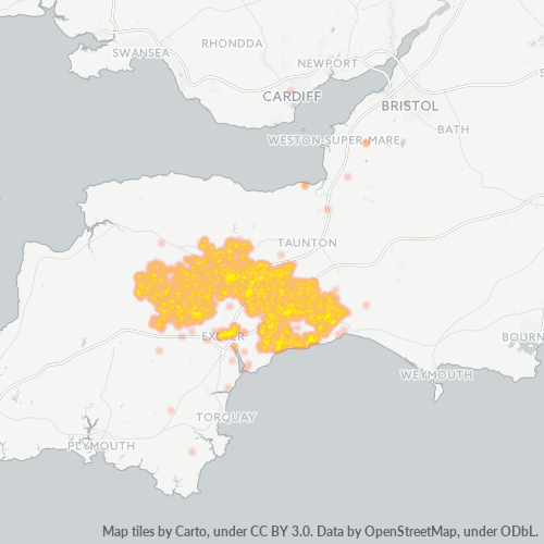 Concentració d'empreses a Codi Postal EX1 - Exeter, Anglaterra