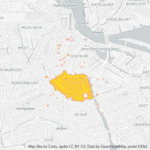 Verksamhetskoncentration i Postnummer 1017 - Amsterdam, Noord-Holland