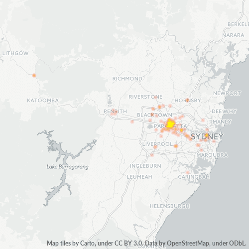 Dami ng Negosyo sa Postal Code 2150 - City of Parramatta, New South Wales