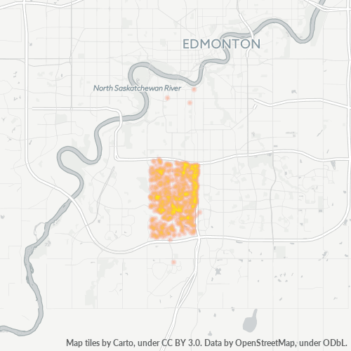 Bedrijfsconcentratie in Postcode T6J - Edmonton, Alberta
