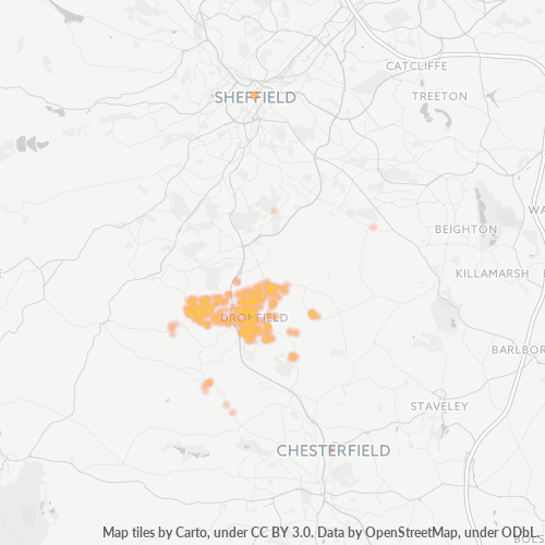Concentrarea activității în Cod Postal S18 - Dronfield, Anglia