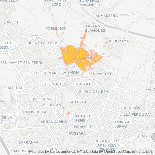 Verksamhetskoncentration i Postnummer 46019 - Valencia, Valencia (autonom region)