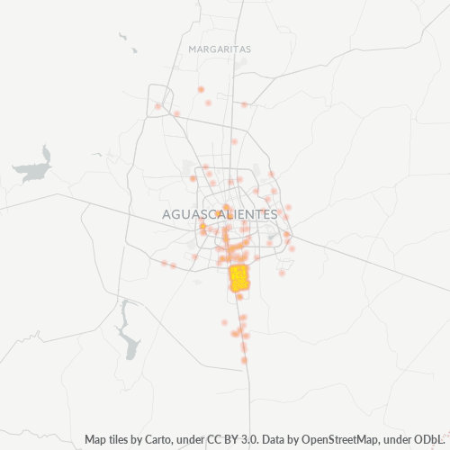 Verksamhetskoncentration i Postnummer 20290 - Aguascalientes, Aguascalientes (delstat)