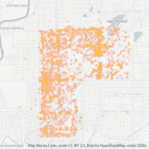 Bedrijfsconcentratie in Postcode 46205 - Indianapolis