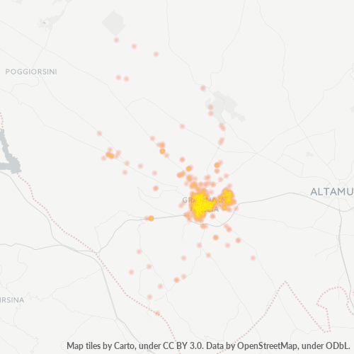 Bedrijfsconcentratie in Postcode 70024 - Italië