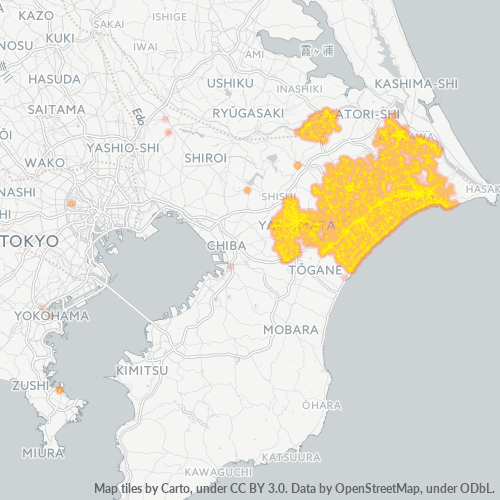 Bedrijfsconcentratie in Postcode 289 - Chiba (prefectuur)