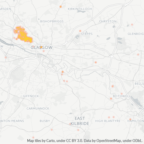 Concentració d'empreses a Codi Postal G12 - Glasgow, Escòcia