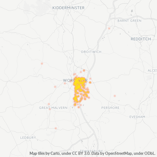 Concentrarea activității în Cod Postal WR5 - Worcester, Anglia