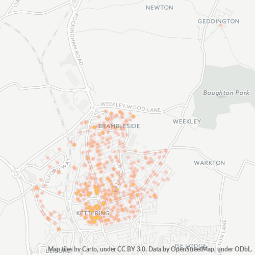 Verksamhetskoncentration i Postnummer NN16 - Kettering, England