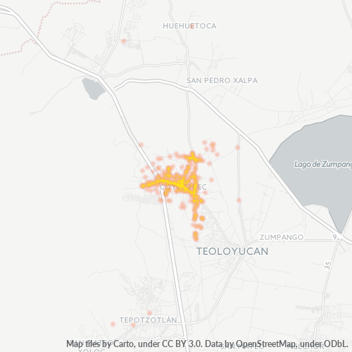 Verksamhetskoncentration i Postnummer 54660 - Coyotepec, Morelos