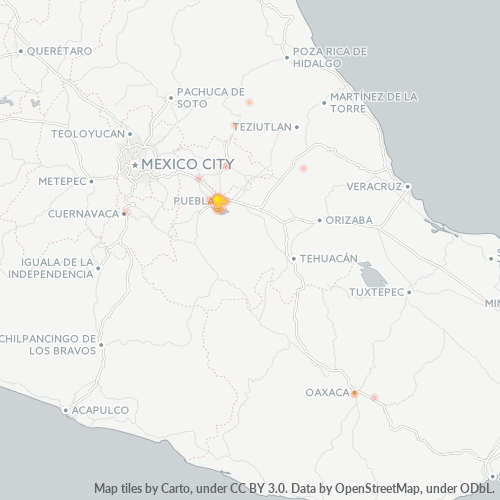 Verksamhetskoncentration i Postnummer 72130 - Puebla (delstat)