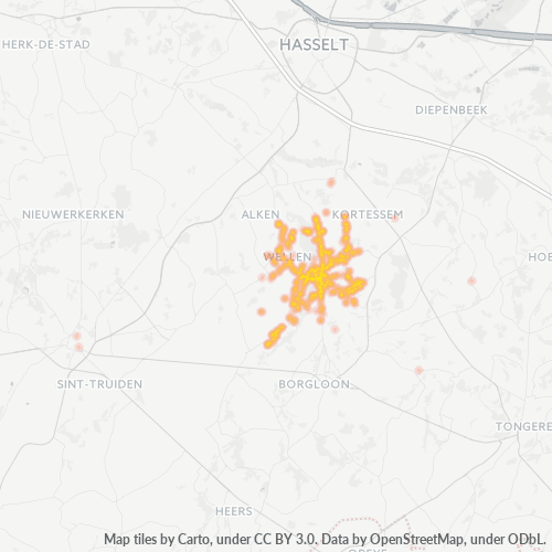 Concentrazione delle imprese in Codice Postale 3830 - Belgio