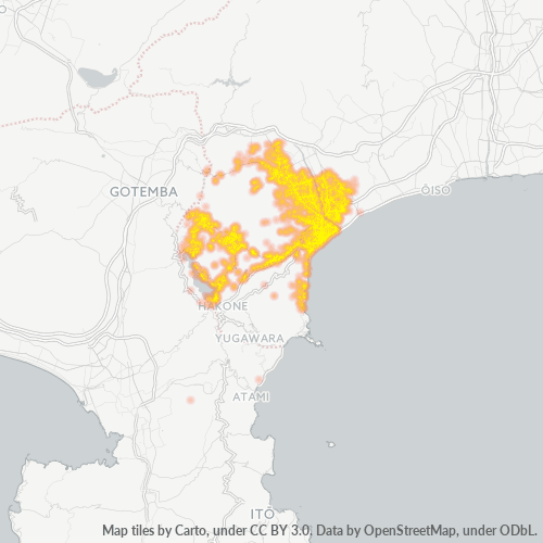 Bedrijfsconcentratie in Postcode 250 - Kanagawa (prefectuur)
