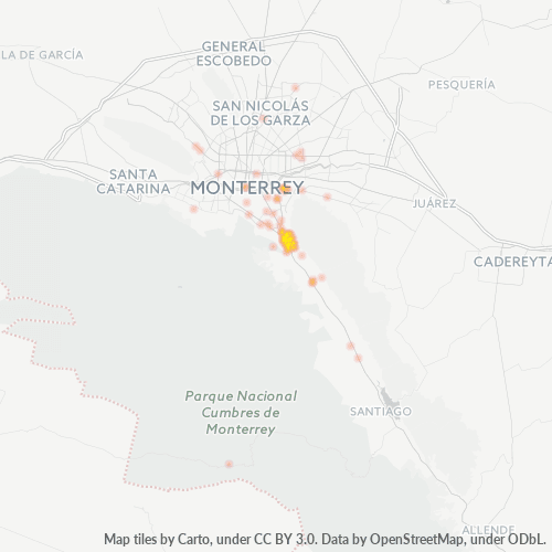 Verksamhetskoncentration i Postnummer 64890 - Monterrey, Nuevo León