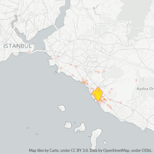 Bedrijfsconcentratie in Postcode 34843 - Küçükyalı, Istanboel (provincie)