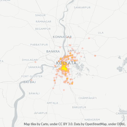 Bedrijfsconcentratie in Postcode 700017 - Calcutta, West-Bengalen