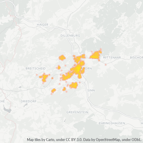 Bedrijfsconcentratie in Postcode 35745 - Herborn, Hessen