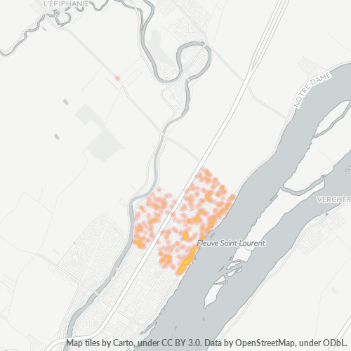 Bedrijfsconcentratie in Postcode J5Y - Repentigny, Quebec (provincie)