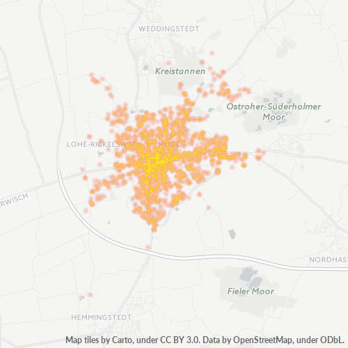 Business Concentration in Postal Code 25746 - Heide, Schleswig-Holstein