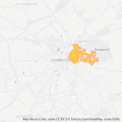 Bedrijfsconcentratie in Postcode 09130 - Chemnitz, Saksen (deelstaat)