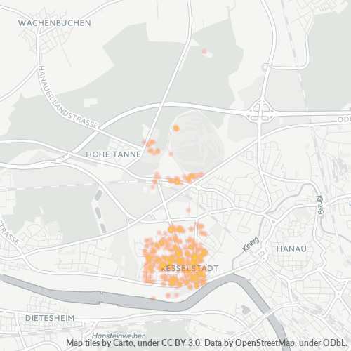 Business Concentration in Postal Code 63454 - Hanau, Hesse