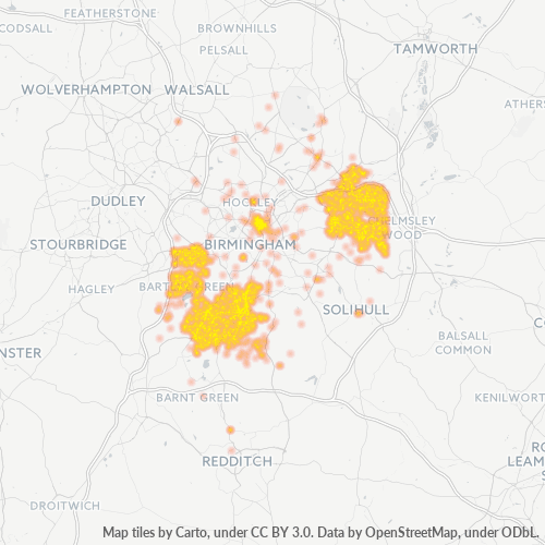Concentració d'empreses a Codi Postal B3 - Birmingham, Anglaterra