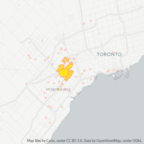 Dami ng Negosyo sa Postal Code L4W - Mississauga, Ontario
