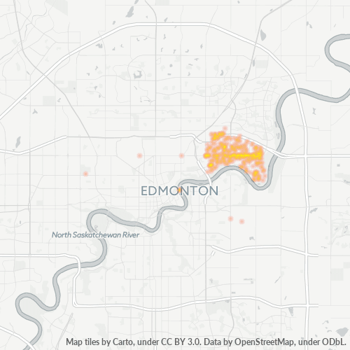 Bedrijfsconcentratie in Postcode T5W - Edmonton, Alberta