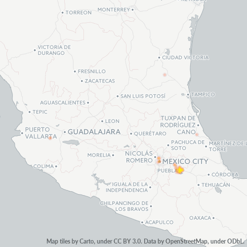 Verksamhetskoncentration i Postnummer 72100 - Puebla (delstat)