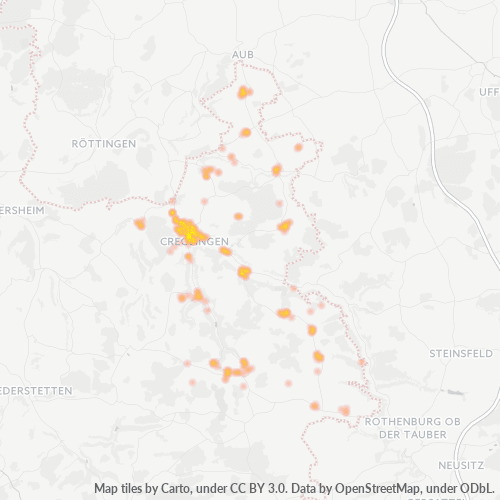 Business Concentration in Postal Code 97993 - Creglingen, Baden-Württemberg