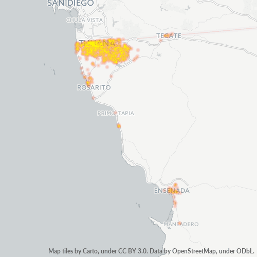 Verksamhetskoncentration i Postnummer 22000 - Tijuana, Baja California (delstat)