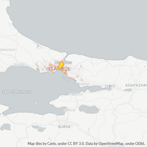 Business Concentration in Postal Code 34330 - Levent, Istanbul Province