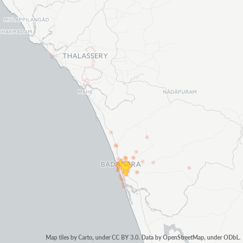 Bedrijfsconcentratie in Postcode 673101 - Kerala
